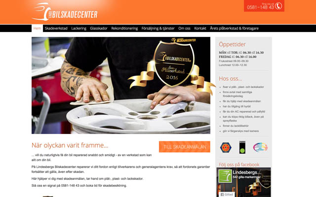 Skärmdump av lindebilskadecenter.se