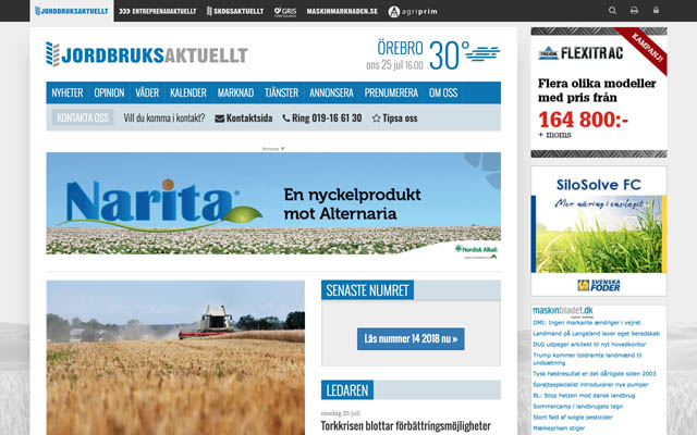 Skärmdump av jordbruksaktuellt.se